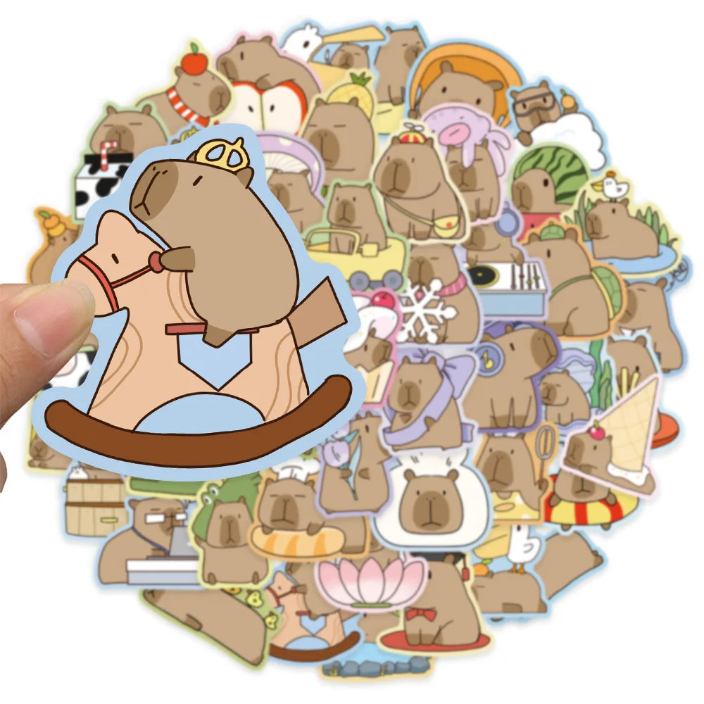 50PCS Fun Capibala Graffiti Stickers Cartoon Animal Graffiti DIY Manual Tags Bookrolls Laptop Tablet Stickers
