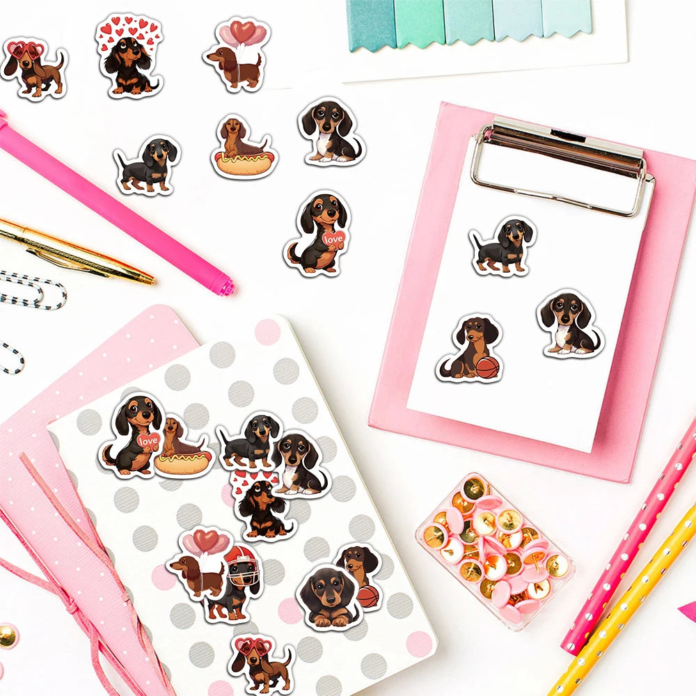 500PCS Cute Sausage Dog Style Reward Stickers 10 pieces 2.5cm/1.0-inch Dog Learning Reward Set Party Gift Stamps