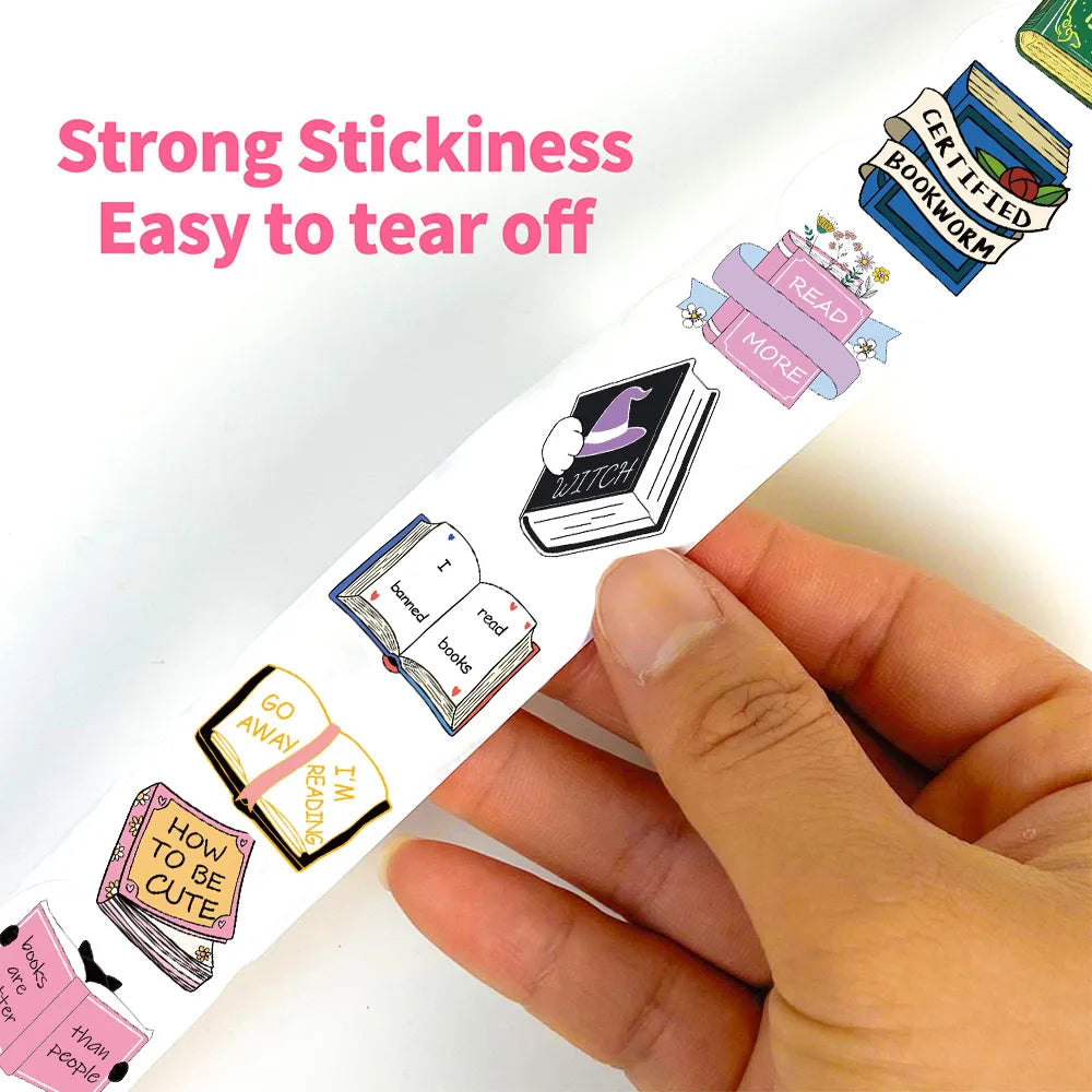 500Pcs/roll Bookish Sticker Aesthetic Home Decoration Y2K Fashion Laptop Decals Motorcycle Bicycle Retro Luggage Stickers