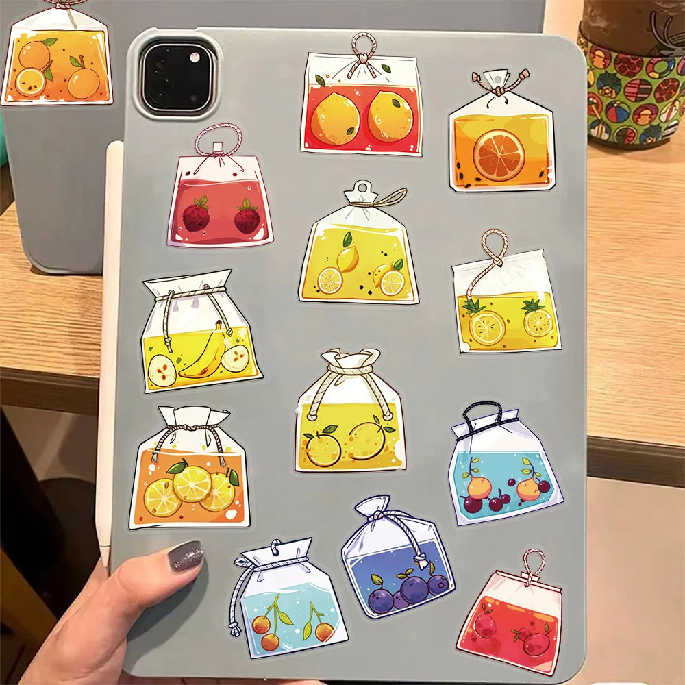 50PCS Fruit Tea Bag Cartoon Series Decorative Stickers DIY Decorative Tablet Computer Water Cup Skateboard Toy Stickers