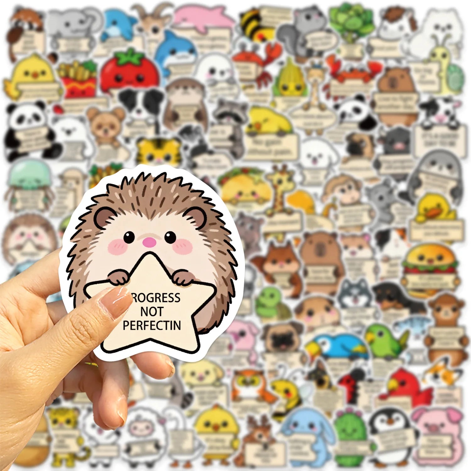 100PCS Cartoon Animal Emotional Support MEME Graffiti Stickers DIY Decoration Guitar Notebook Luggage DIY