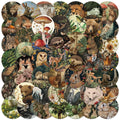 50pcs Retro Cartoon Aesthetic Forest Plants Animals Stickers Graffiti For Laptop Water Bottle Luggage Notebook Decals