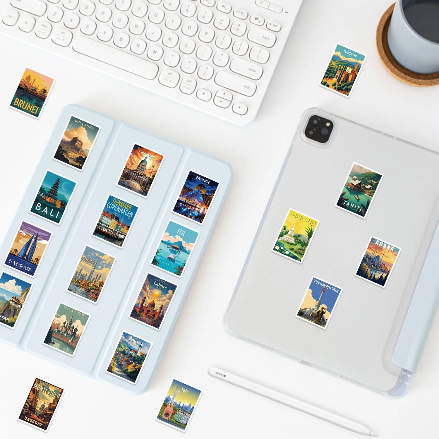 100PCS Cartoon World Landmark & National Park Graffiti Waterproof Stickers DIYFor Decorative Guitar Notebook Luggage Stationery