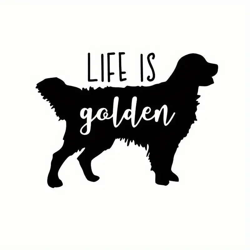 Life Is Golden Car Decal, Golden Retriever Pattern Car Sticker, Laptop Sticker