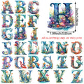 2 Sets of 2 Inch Personalized Floral English Alphabet Theme Print Iron-On Decals for Heat Transfer Galaxy Inspirational Decals