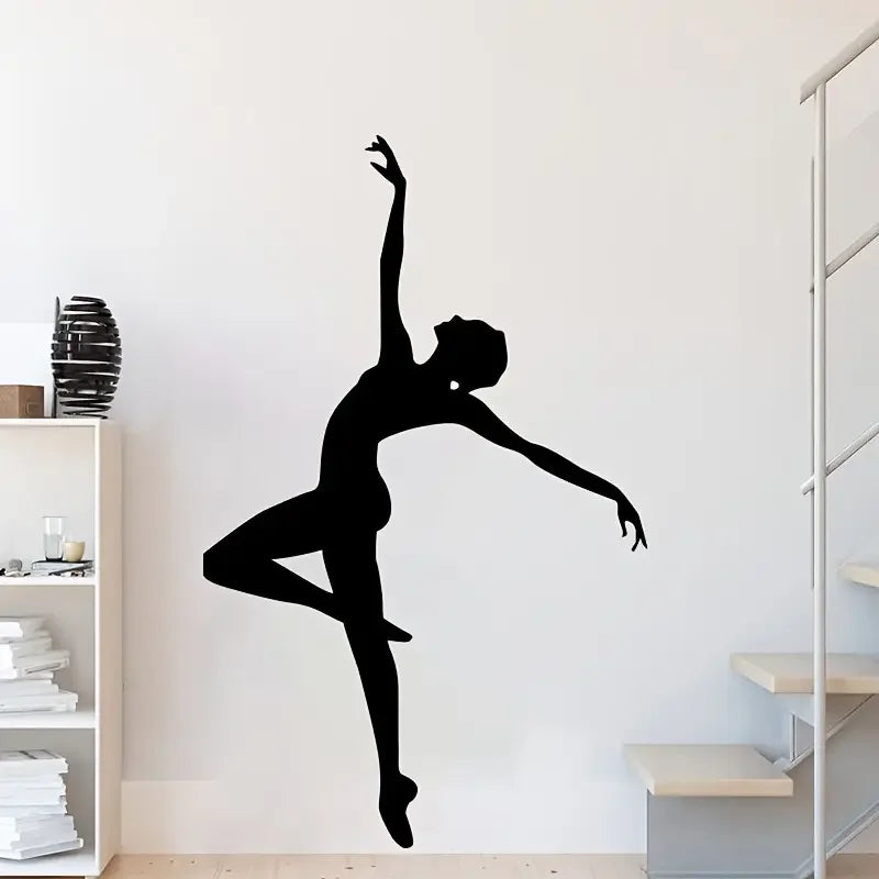 Chic Black Dancer Wall Decal - Contemporary PVC Self-Adhesive Sticker for Bedroom & Living Room Decor