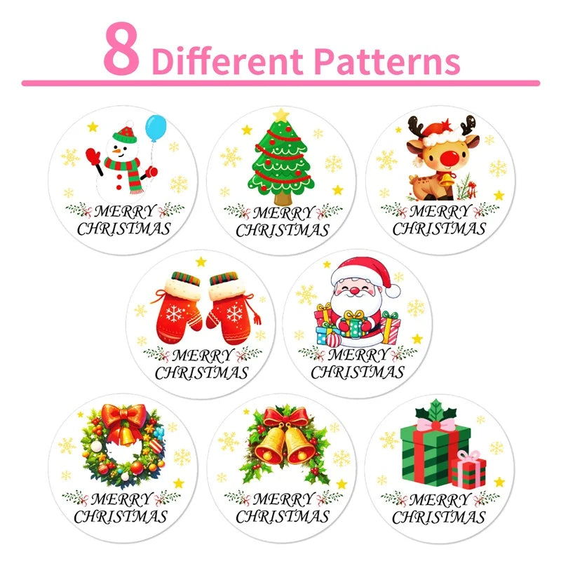 500PCS Kawaii Christmas Sticky Paper Sticker Labels Thank You Sticker Sealing DIY Decoration Scrapbooking Stationery Supplies