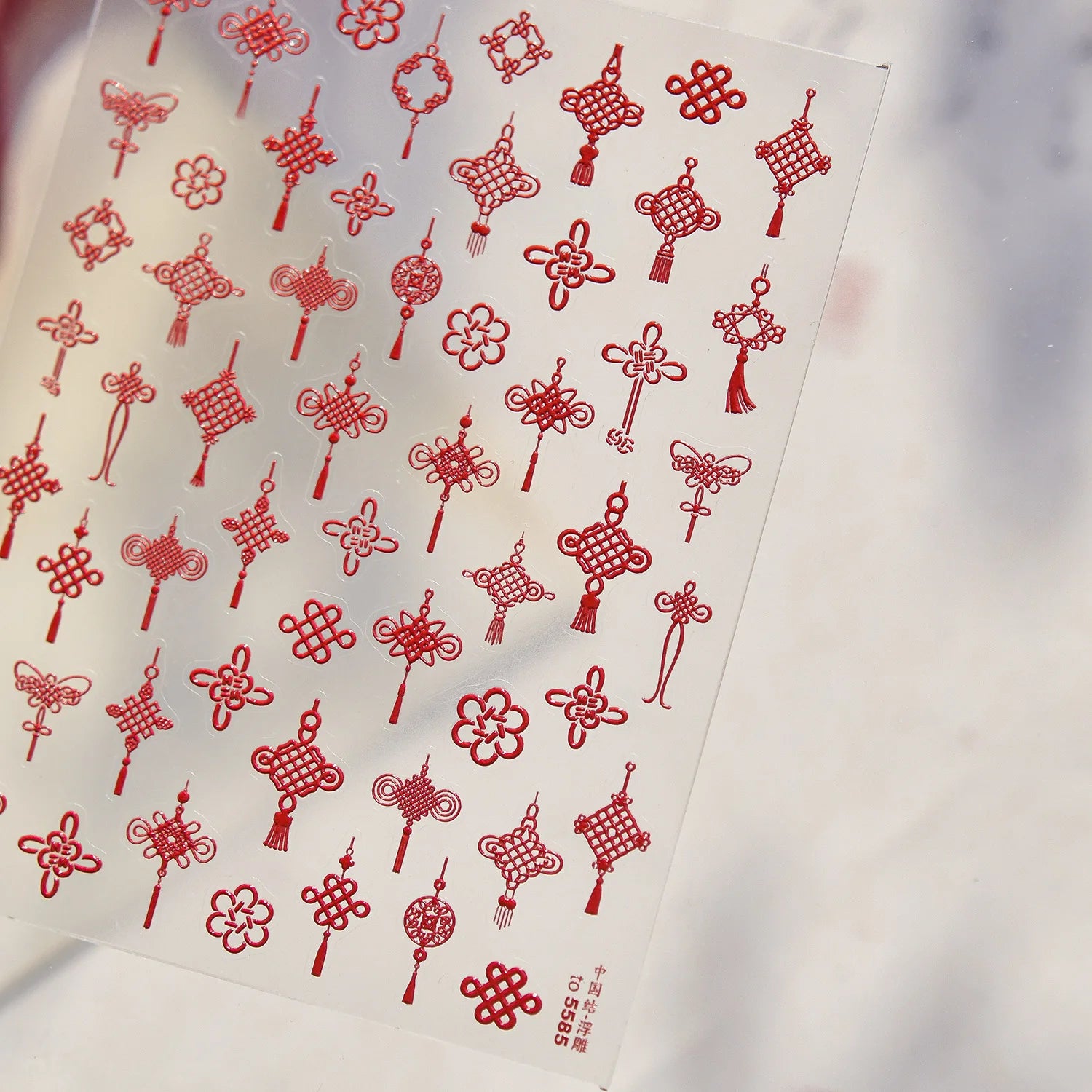 Chinese knot Adhesive Nails 3D Decorations Stickers 5D Embossed Nail Stickers 2026 New Year Nail Art Sticker Manicure Decals DIY