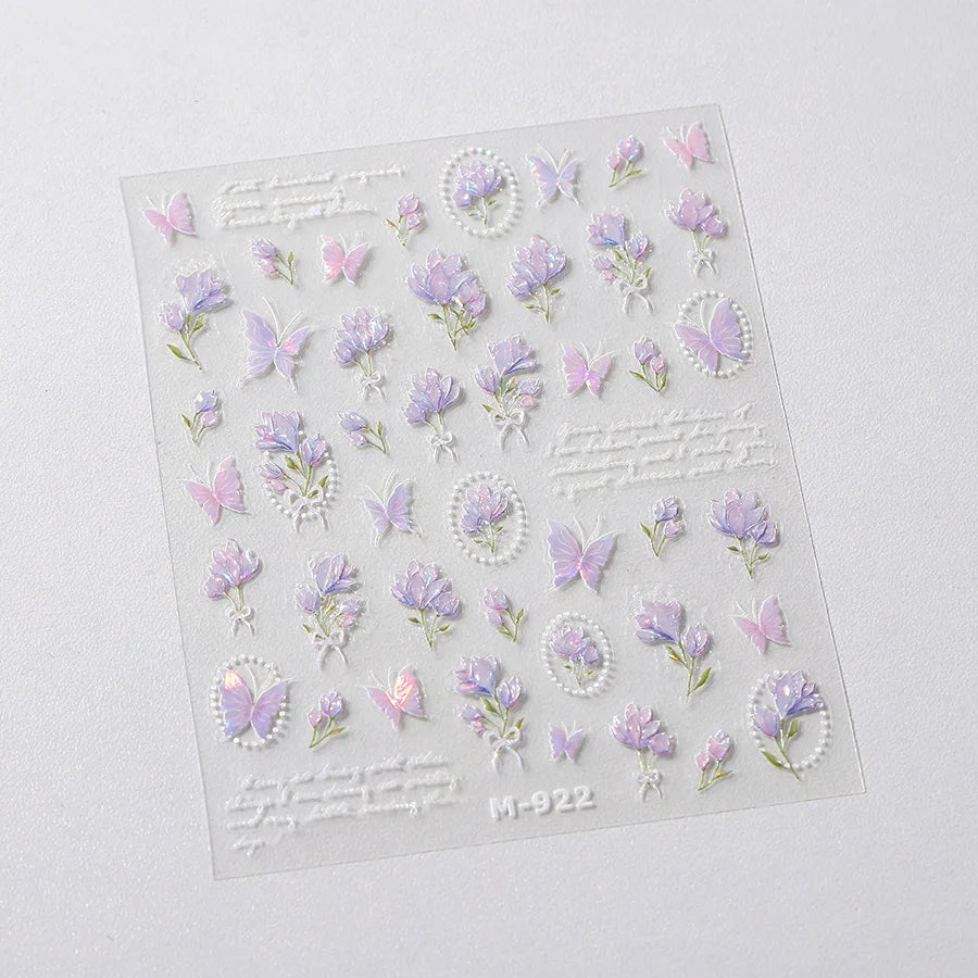 5D Butterfly Nail Stickers Sparkling Jelly Butterfly Nail Art Sticker Decorations Decals DIY Self Adhesive Slider Manicure Parts