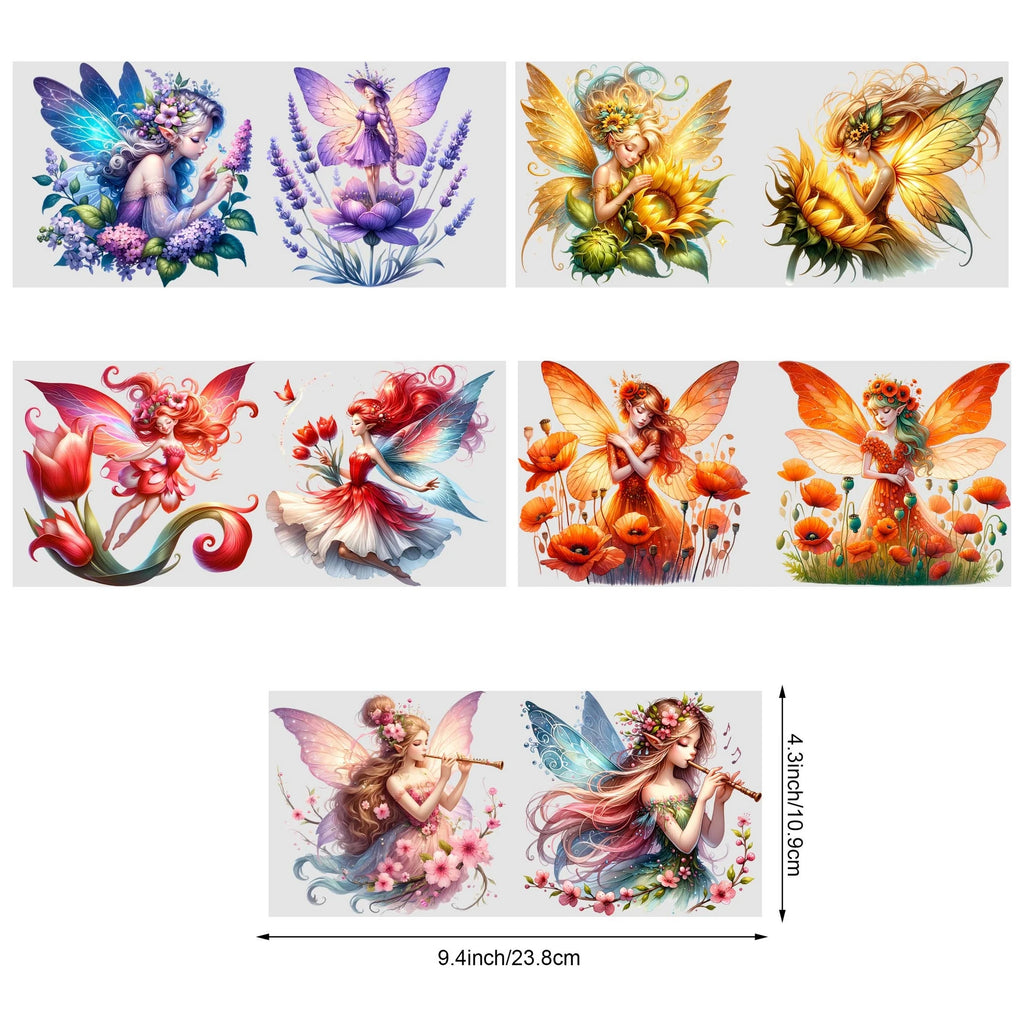 5 sheets fairy UV DTF cup packaging suitable for 16 oz glass, waterproof UV DTF stickers suitable for 16 oz glass