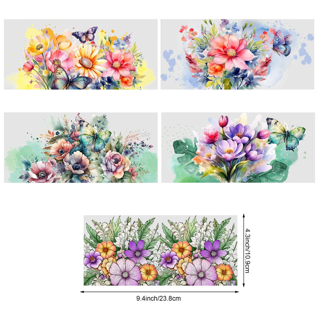 5 sheets of Butterfly,UV grade waterproof scratch-resistant self-adhesive paper,3D crystal DIY mugs,water bottles,glass cups