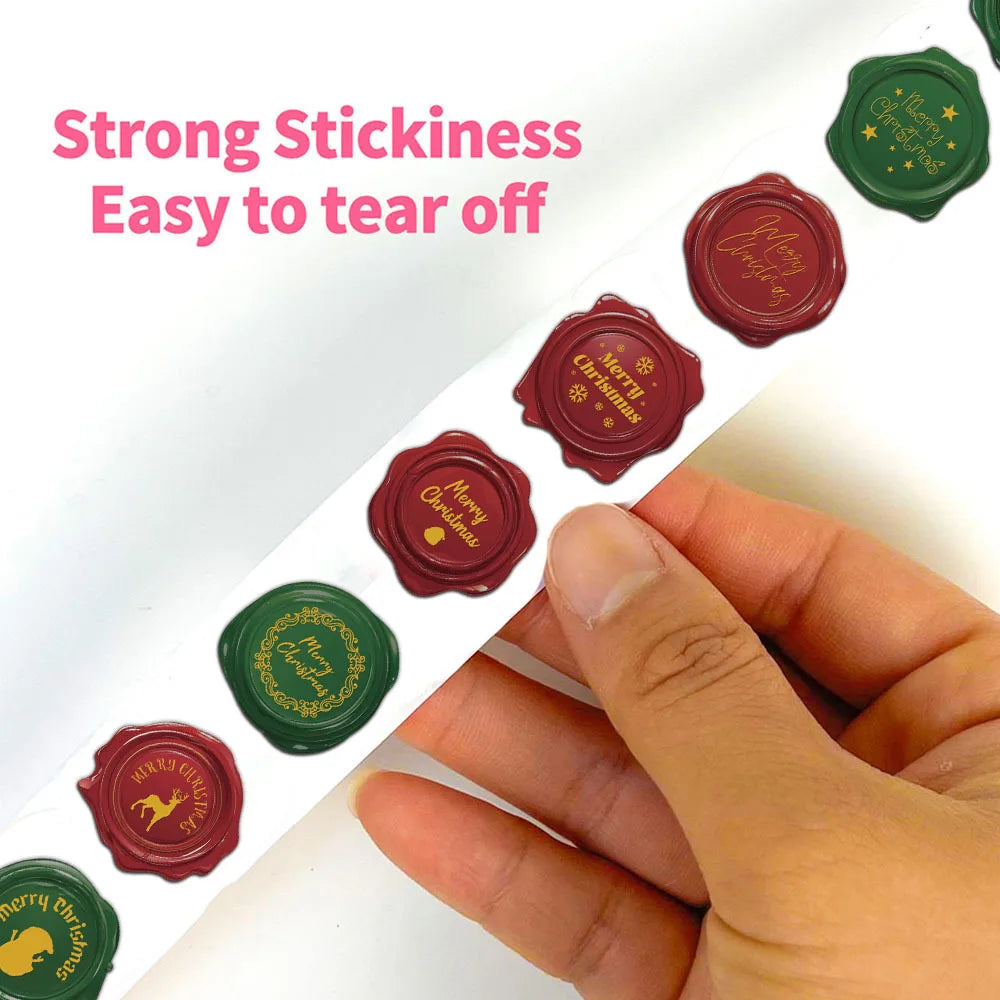 500PCS Christmas Seal Roll Stickers Exquisite Christmas Elements Envelope Label Stickers Decorative Blessing Creative Seal