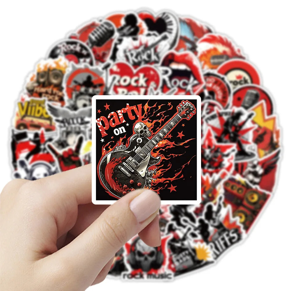 50-Pack Hip Hop Rock Music Graffiti Stickers Waterproof Decorations for Water Bottles Luggage Refrigerators Mobiles Stationery
