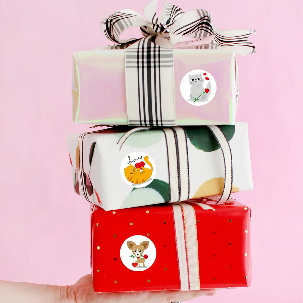1Roll(500pcs) 1'' Round Cartoon Animals with Love  Stickers for Kids Teacher Reward School Supplies Animal Incentive Home Decor
