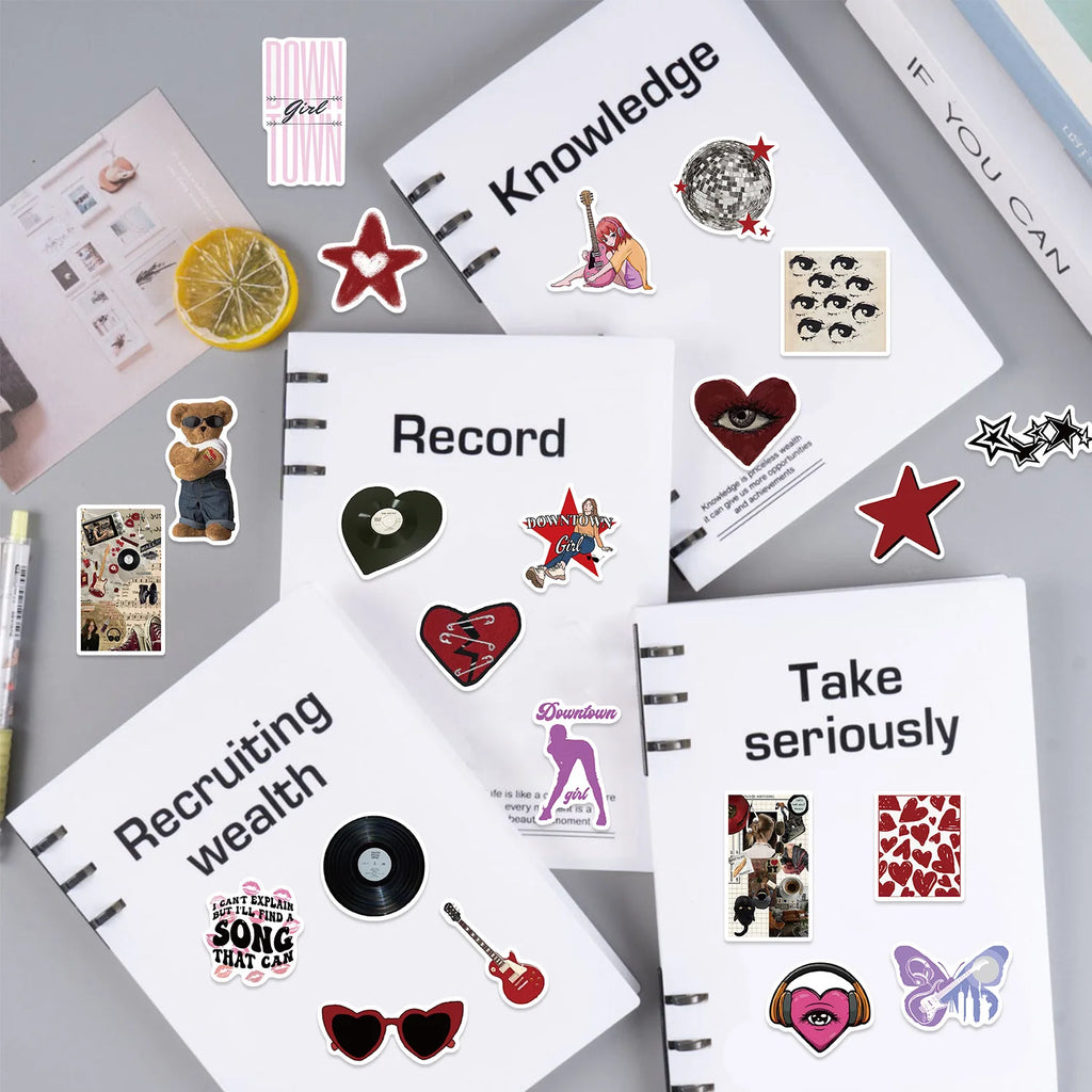 100Pcs Multi-Style Y2K Downtown Girls Stickers, DIY Decor Decals for Guitar Notebook Fridge Kids Stationery Waterproof Stickers