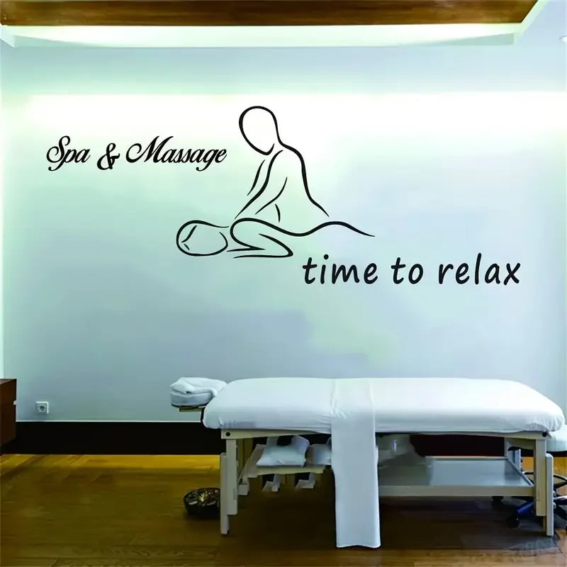 Time to Relax Spa & Massage Wall Decals - Removable Vinyl Stickers with Elegant Lettering for Massage Room, Sauna, or Spa Decor