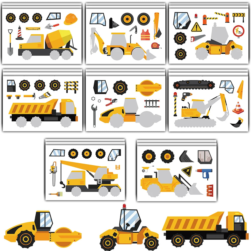 8/16PCS Industrial Excavator Collages Stickers Nostalgia Aesthetic Skateboard Stationery Creativity Coffee Kawaii Wall Stickers