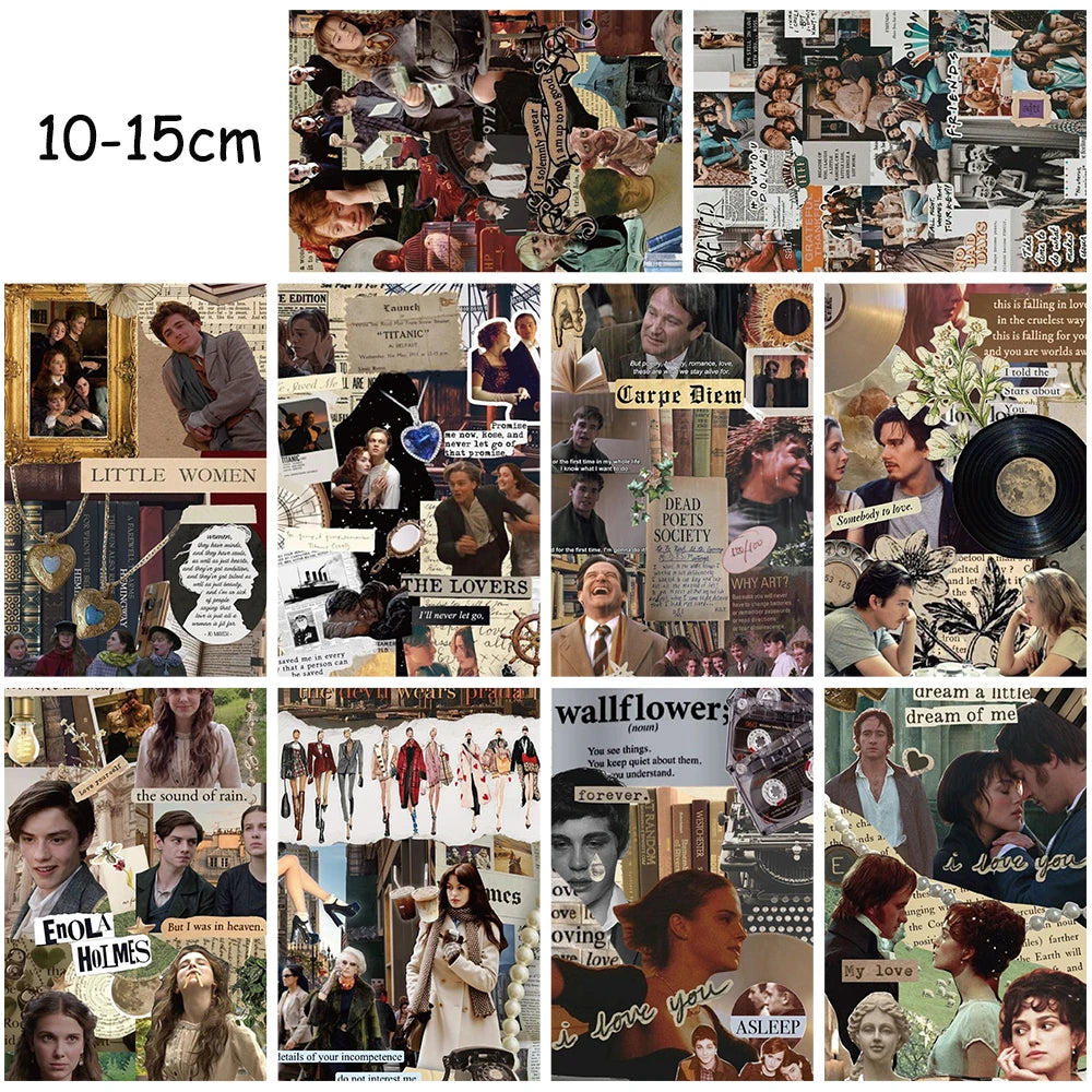 10PCS Movie poster collage Card Postcard Stickers Harajuku Retro Retro Fashion DIY Photography Dot Background Wall Decorative