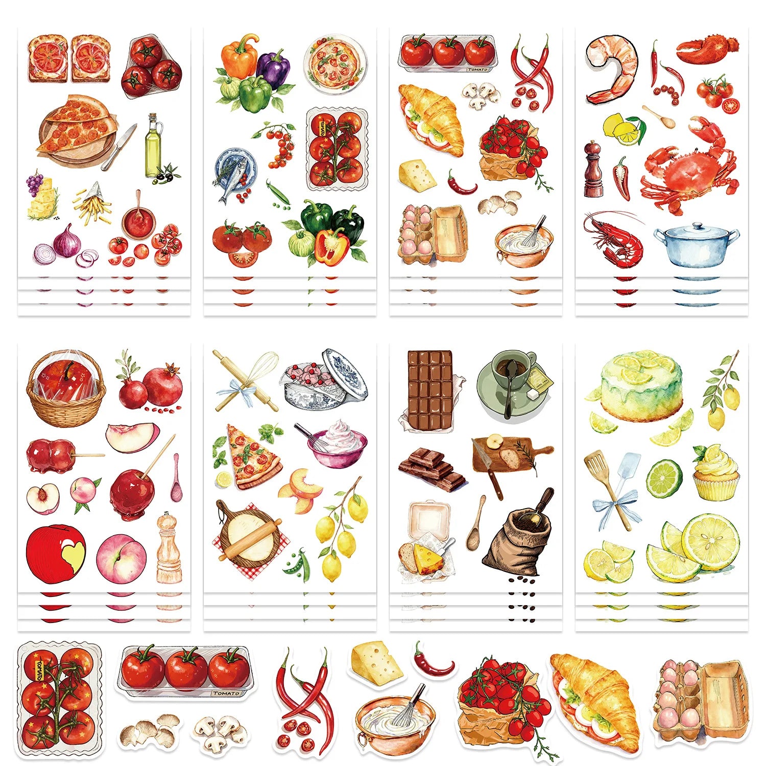 8/16/24PCS Puzzle Sticker Cartoon Food Make a Face Sticker DIY Handicrafts Waterproof Notebook Stationery Sticker