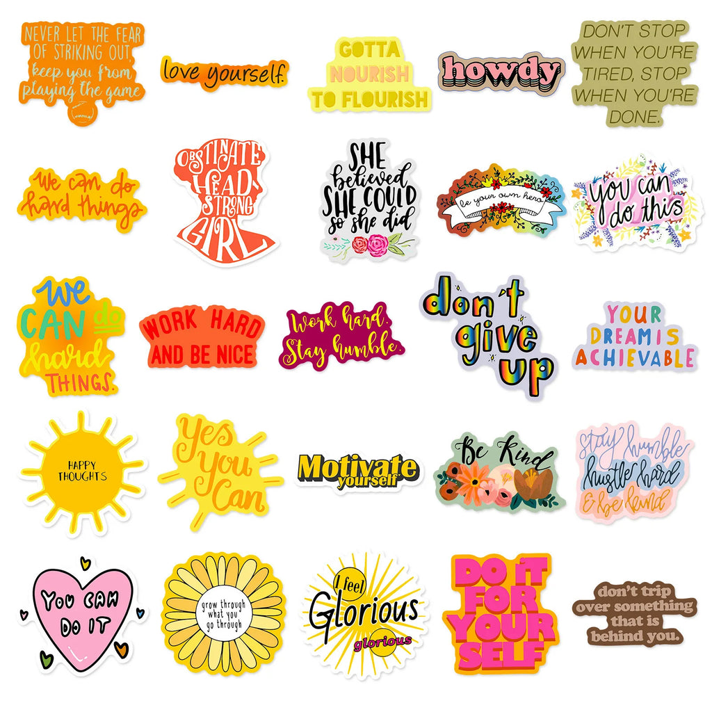50PCS Cartoon Inspirational Text Stickers DIY Luggage Stickers English Creative Graffiti Stickers