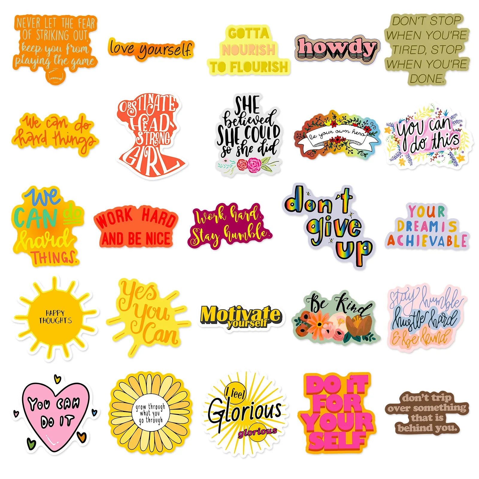 50PCS Cartoon Inspirational Text Stickers DIY Luggage Stickers English Creative Graffiti Stickers