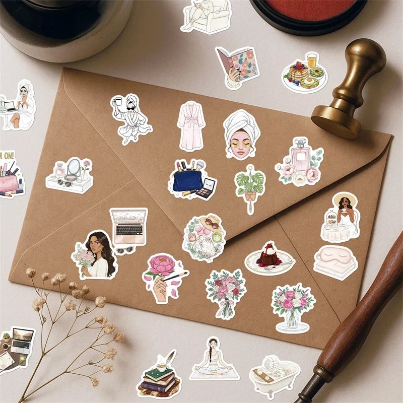 10/30/56PCS Elegant Women's Life Sticky Sticker PVC DIY Laptop Luggage Skateboard Stationery Decoration Scrapbooking for Kids