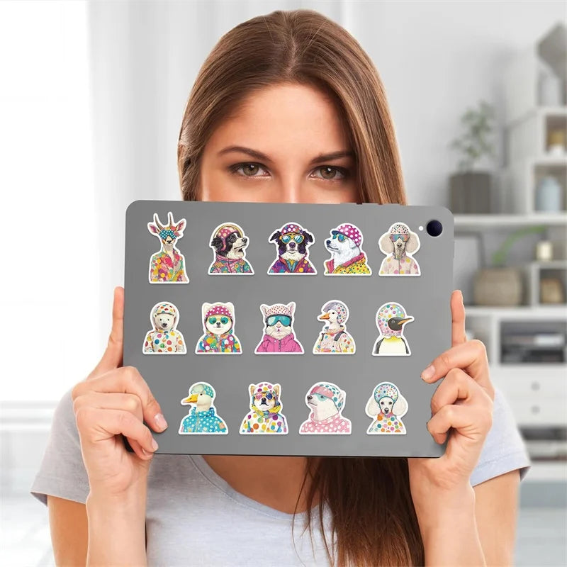 10/30/50PCS Cute Spotted Animals Sticky PVC Sticker Aesthetic Stationery Korean DIY Decoration Scrapbooking School Supplies