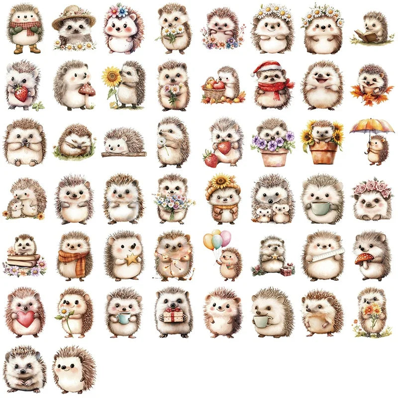 10/30/50PCS Kawaii Simple Hedgehog PVC Sticky Stickers Aesthetic DIY Colored Phone Laptop Luggage Skateboard Graffiti Decals