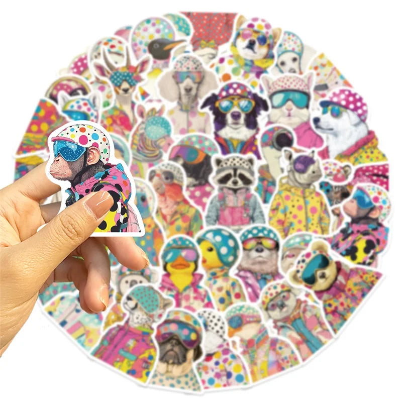10/30/50PCS Cute Spotted Animals Sticky PVC Sticker Aesthetic Stationery Korean DIY Decoration Scrapbooking School Supplies
