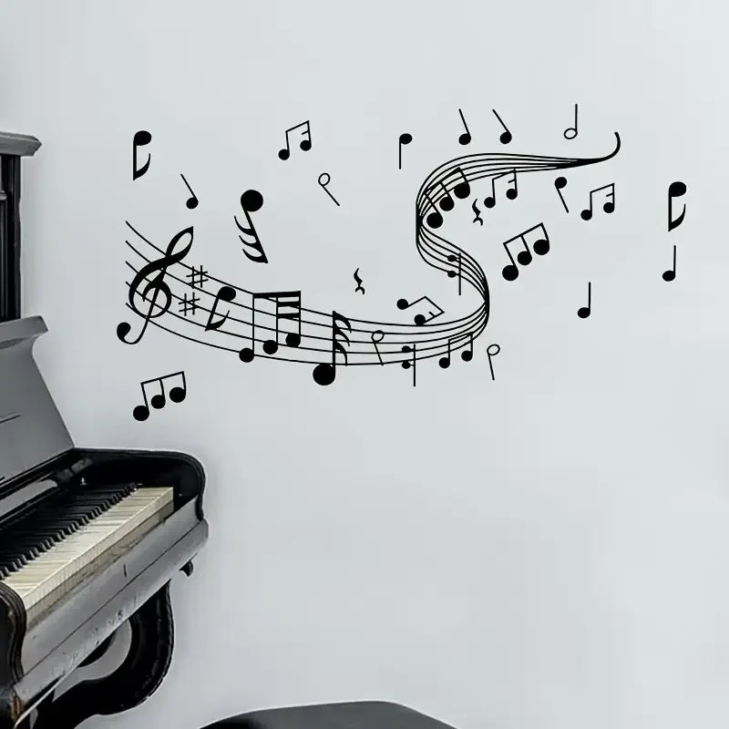 Wonderful And Romantic Music Notes Wall Stickers Made of Self-Adhesive Vinyl, Suitable for Decorating Bedrooms, Living Rooms, Ca