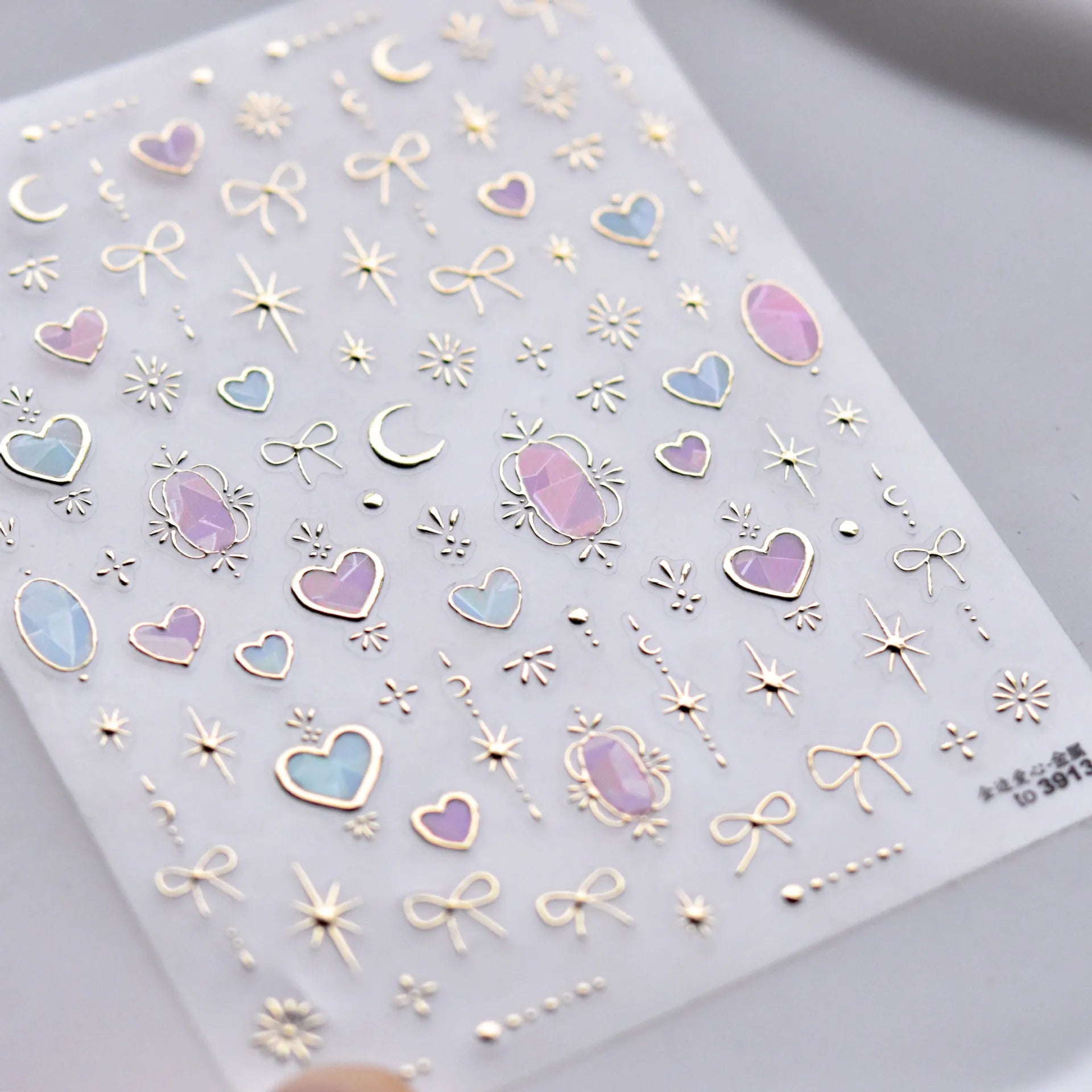 Gold Totem Red Heart Nail Art Stickers Aurora Holographic Star Moon Butterfly 5D Self Adhesive Nail Art RhinestoneS Stickers DIY