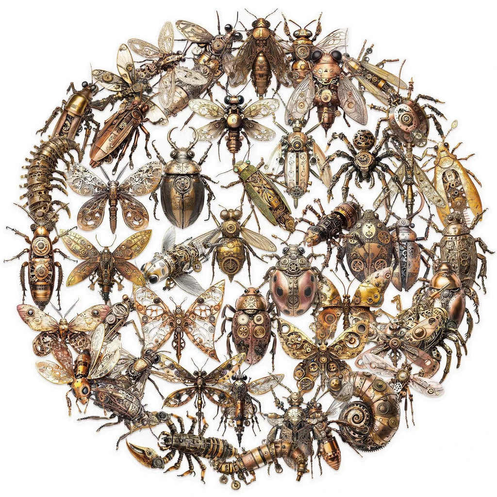 50/100PCS Steampunk Insect Cartoon Stickers Transparent PET Creative Stickers Waterproof Decorative Stationery Cups