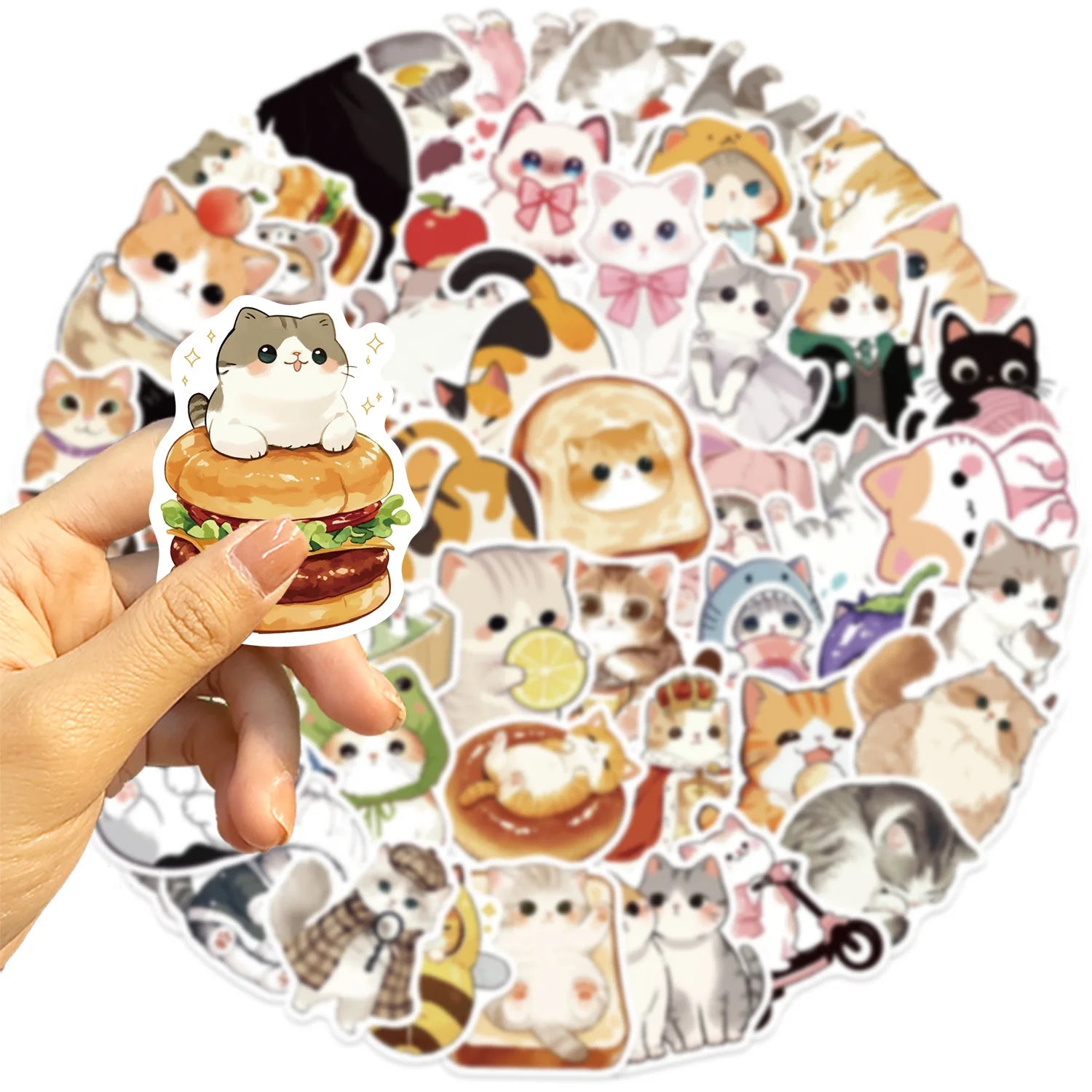 50PCS Cartoon Cute Cat Graffiti Stickers Decorative Luggage Notebook DIY Waterproof Stickers