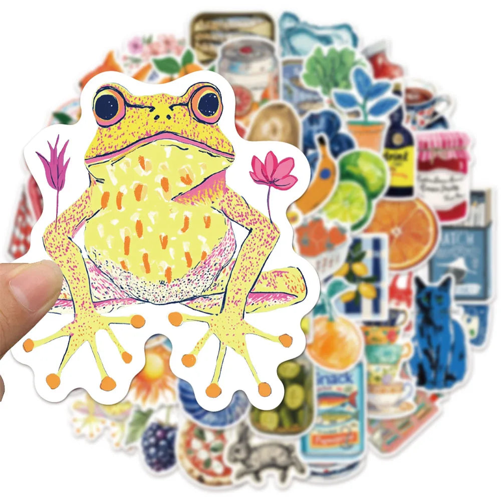 50PCS Retro Creative Stickers Laptop Guitar Ski Board Scrapbook Mobile DIY Stickers Aesthetic Cartoon Stickers