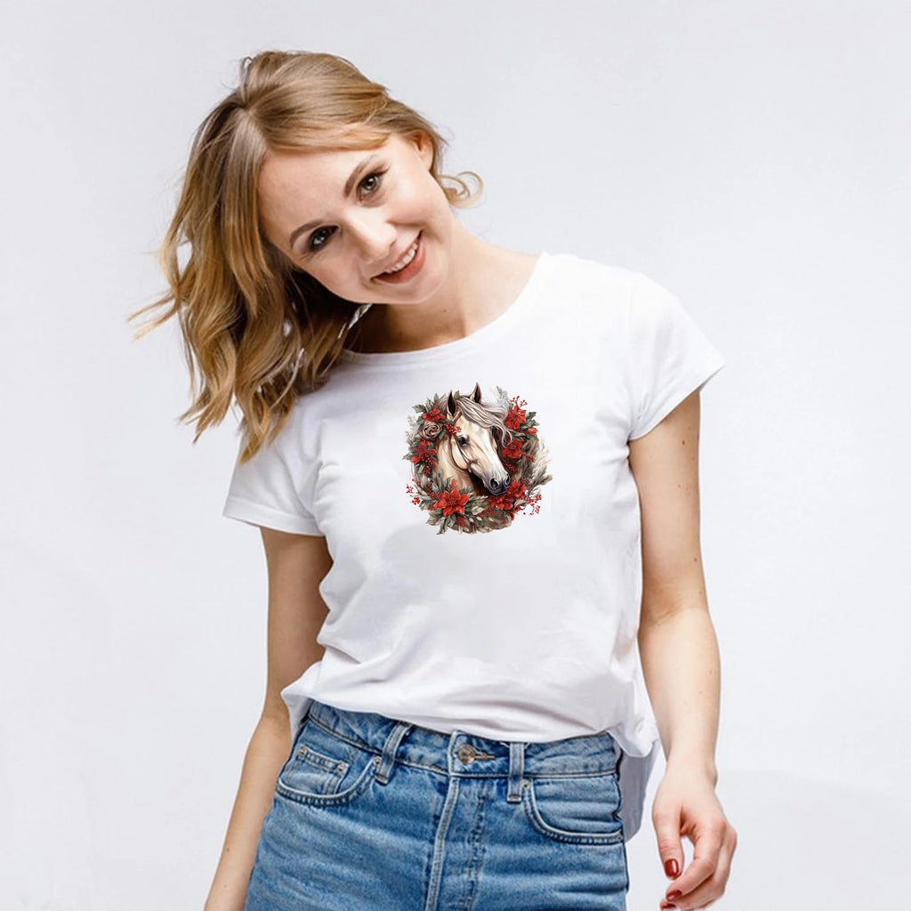 6 sheets chestnut pony flower DIY theme hot stamping stickers T-shirt heat transfer DIY clothing, washable heat transfer sticker