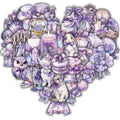 50PCS Purple Dream Sticker Creative Harajuku Aesthetic Bicycle Graffiti Cartoon Phone Stationery Cafe Bicycle Decoration Sticker