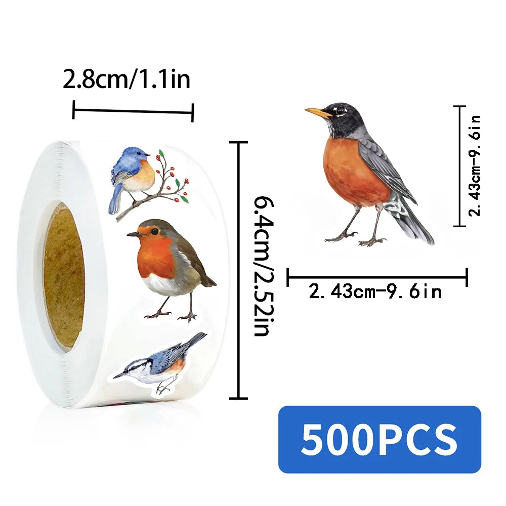 500PCS Bird Roll Stickers Notebook Phone Graffiti Coffee Scrapbooking Y2K Art Laptop  Luggage Personalized Waterproof Sticker
