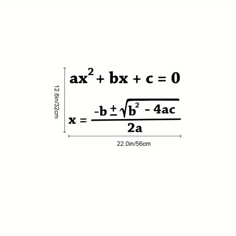 1pc Contemporary Matte Finish Vinyl Wall Decal - Quadratic Formula Math Education Sticker, Self-Adhesive Graphic Art for Classro
