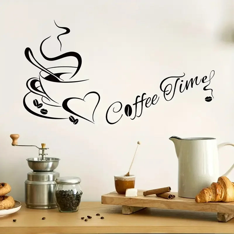 "Coffee Time" Wall Sticker - 11.81x15.75inch - Classic Design - Self-Adhesive - Kitchen Decor - BRUP Brand