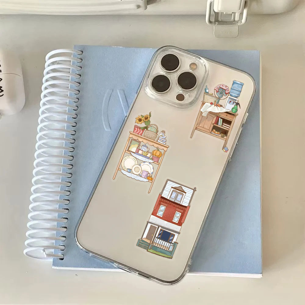 50/100PCS Alley Houses Sticker Landscape Waterproof Home Decoration Laptop Luggage Harajuku Suitcase Notebook Sticker