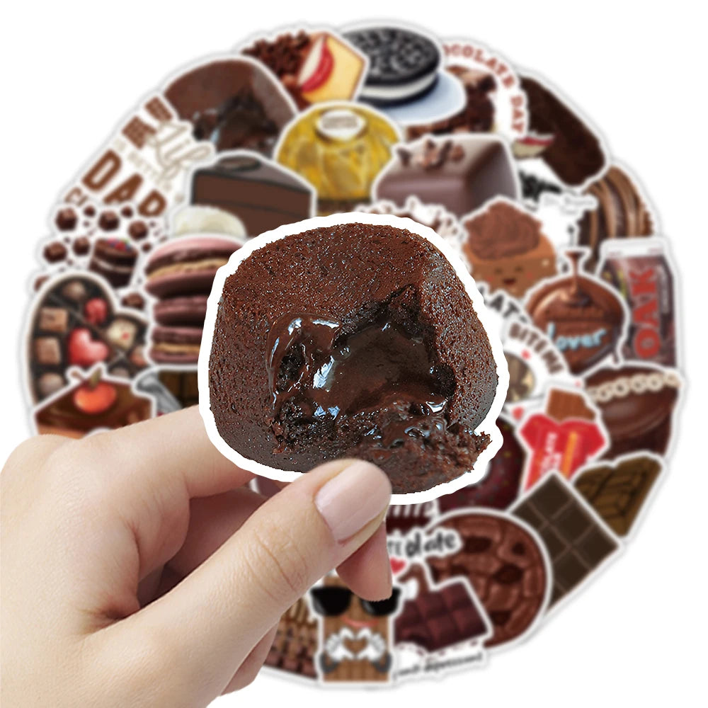 50/100PCS Cartoon Chocolate Handmade Account Stickers Luggage  Refrigerator Sticker Decoration Rewards Stationary Stickers
