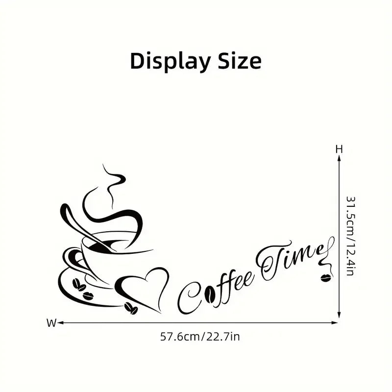 "Coffee Time" Wall Sticker - 11.81x15.75inch - Classic Design - Self-Adhesive - Kitchen Decor - BRUP Brand