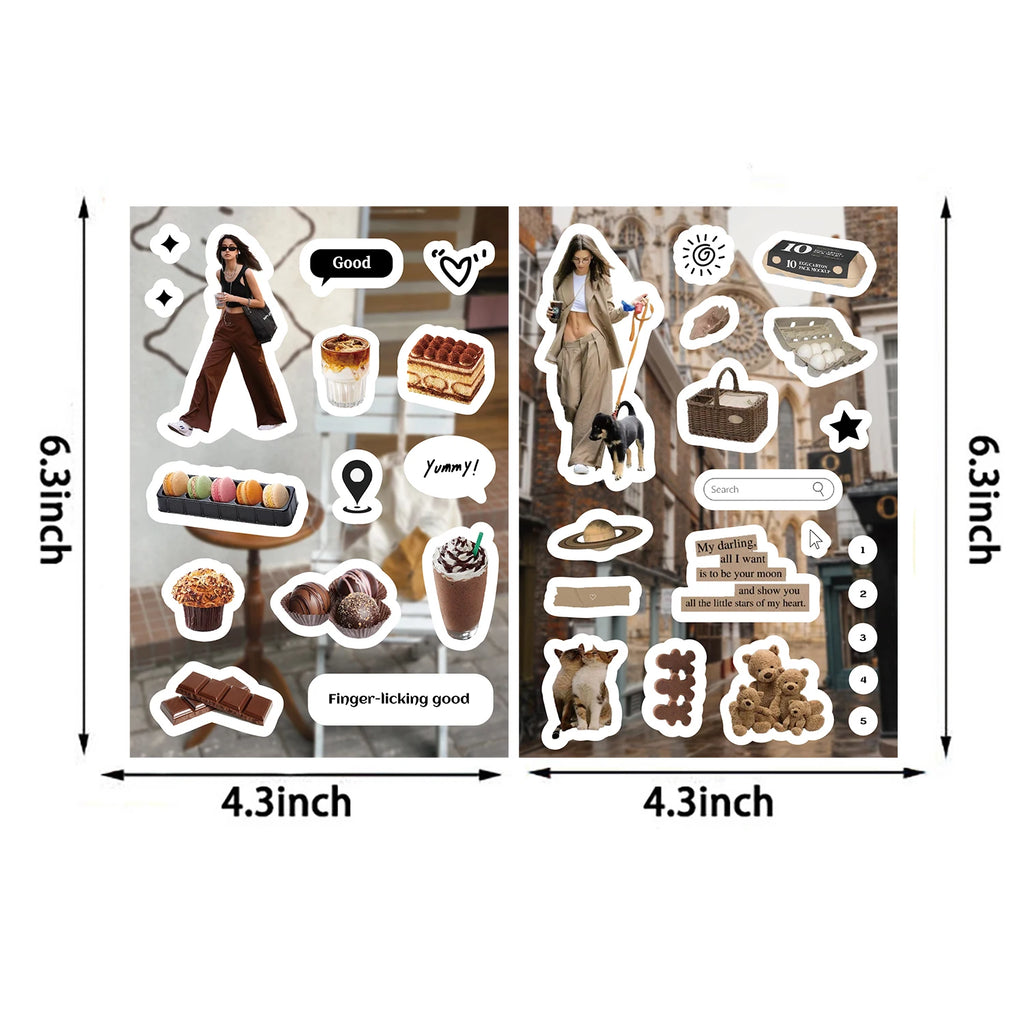8/16Pcs Holiday Sweetheart Collage Sticker Aesthetic Home Decoration Motorcycles Bicycle Skateboards Landscape LableStickers