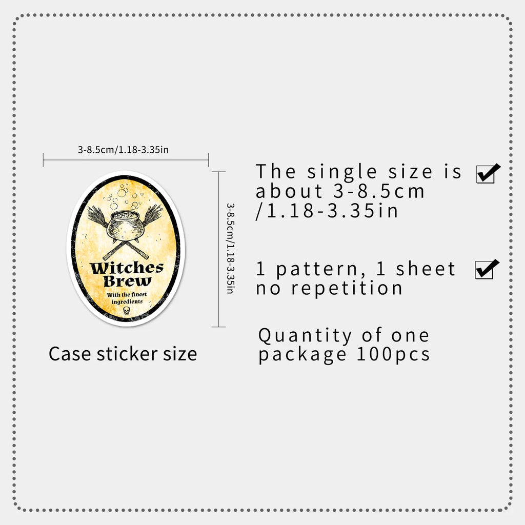 100Pcs Pack Magic Potion Label Graffiti Sticker Personality Retro Decal Decor Stationery Notebook Skateboard Luggage Sticker