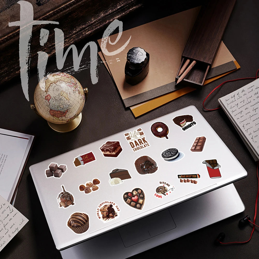 50/100PCS Cartoon Chocolate Handmade Account Stickers Luggage  Refrigerator Sticker Decoration Rewards Stationary Stickers