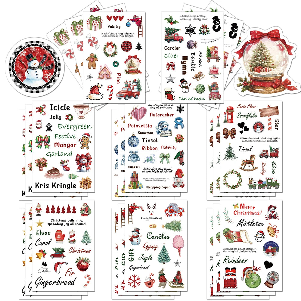 8PCS Cartoon Christmas Festival Gift Creative Decoration DIY Phone Case Luggage Tablet Party Toy Stickers