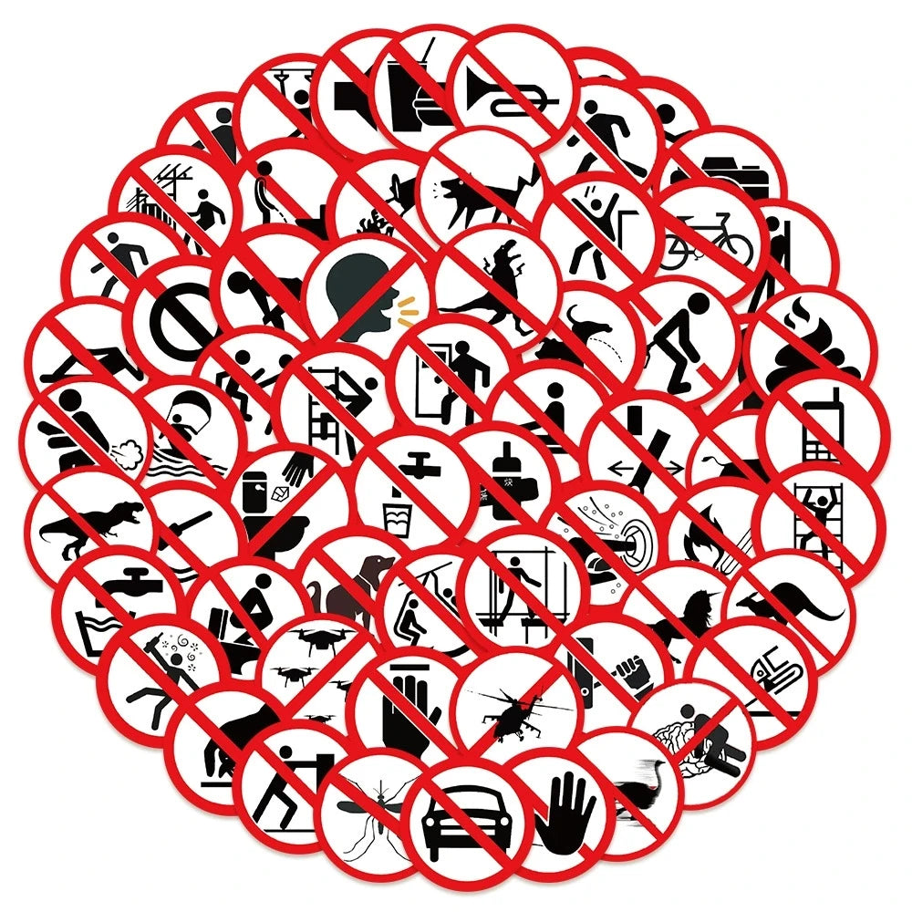 120PCS Funny No Sign Stickers Luggage Notebook Guitar Skateboard Waterproof PVC Stationery Stickers for Children Teens Adults