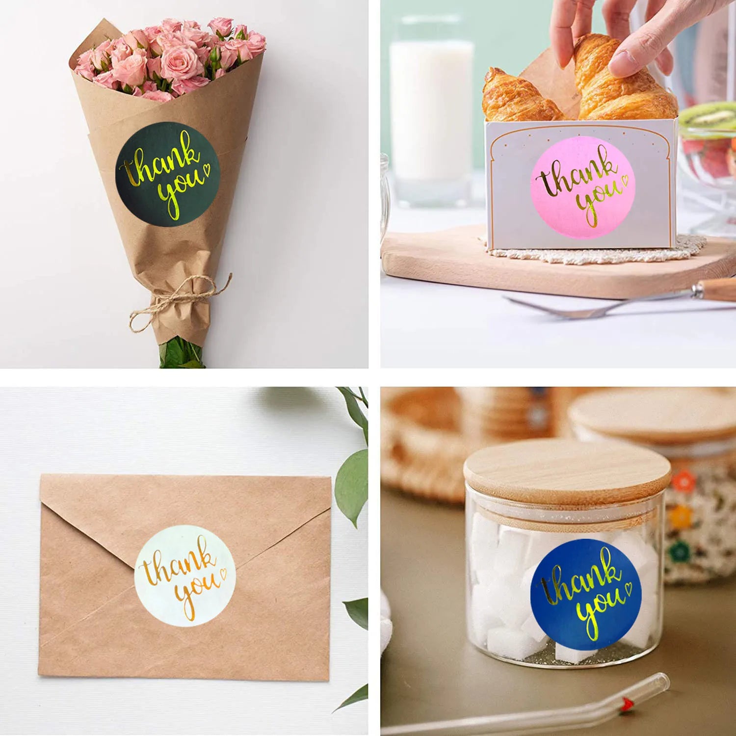 500pcs Thank You Stickers 1" Thank You for Small Business Adhesive Sticker Label for Business,Birthdays,Weddings,Giveaways,Party