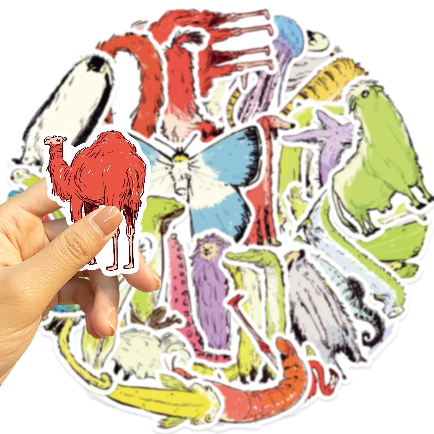 50PCS Cartoon Elongated Animal Creative Stickers DIY Decoration Guitar Stationary Notebook Luggage DIY Waterproof Stickers