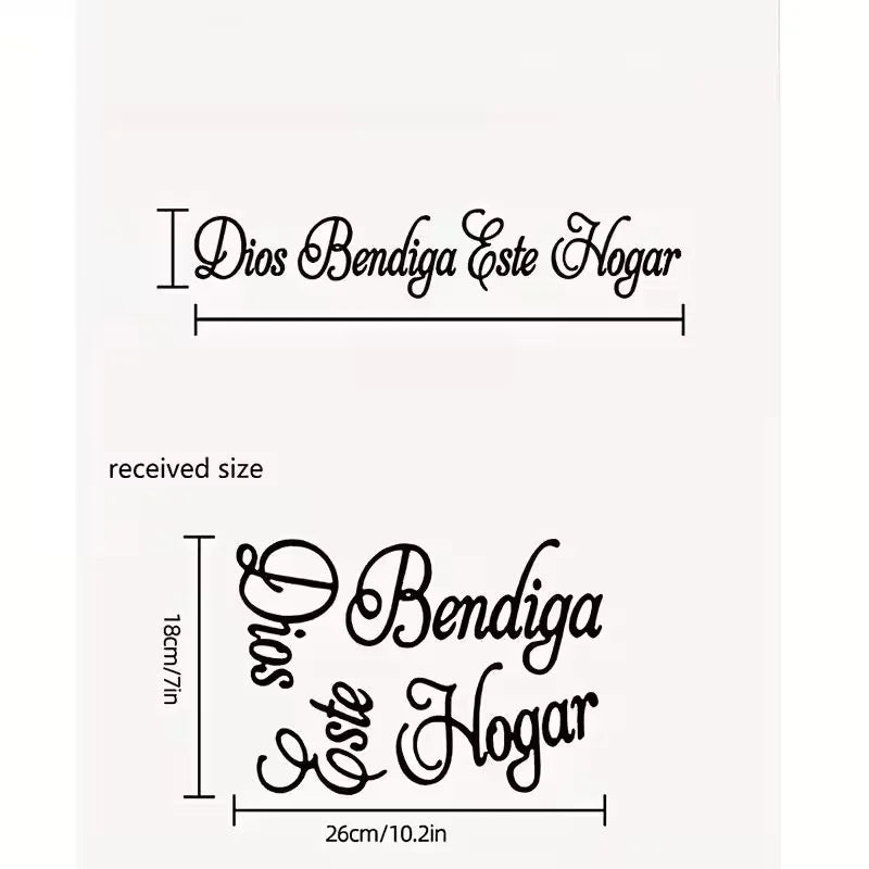2D Spanish Blessing Wall Decals "Dios Bendiga Este Hogar" | Self-Adhesive Plastic Wall Sticker, Contemporary Style